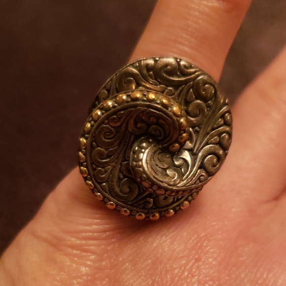 Samuel B Benham Swirl Design Ring in Silver (925) and Gold (18k), Size 10.5-11